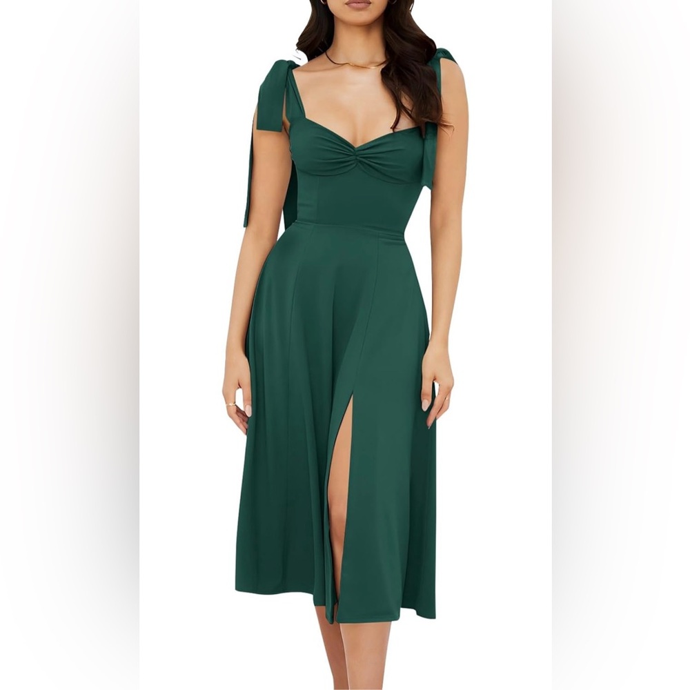 Volemo - Green Corset Dress Sweetheart Neckline